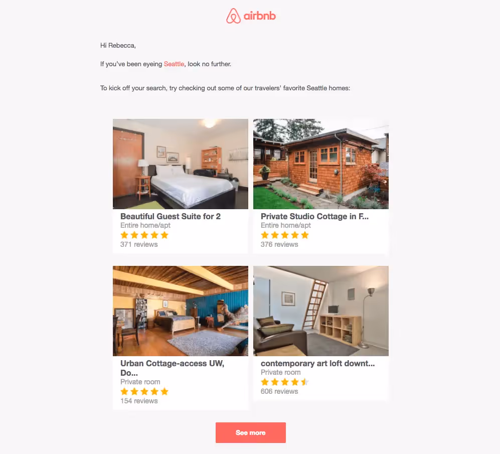 AirBnB email personalization