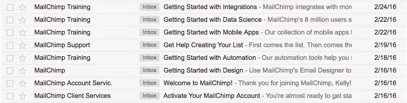 Mailchimp Getting started emails