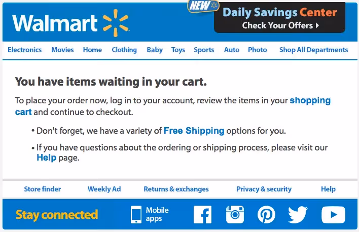 walmart abandoned cart email strategy