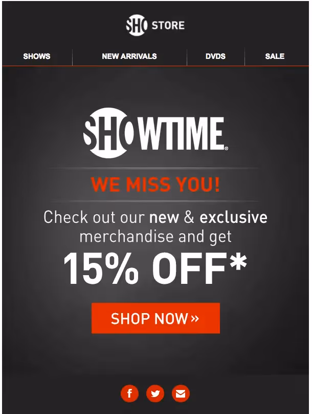 Showtime reengagement emails