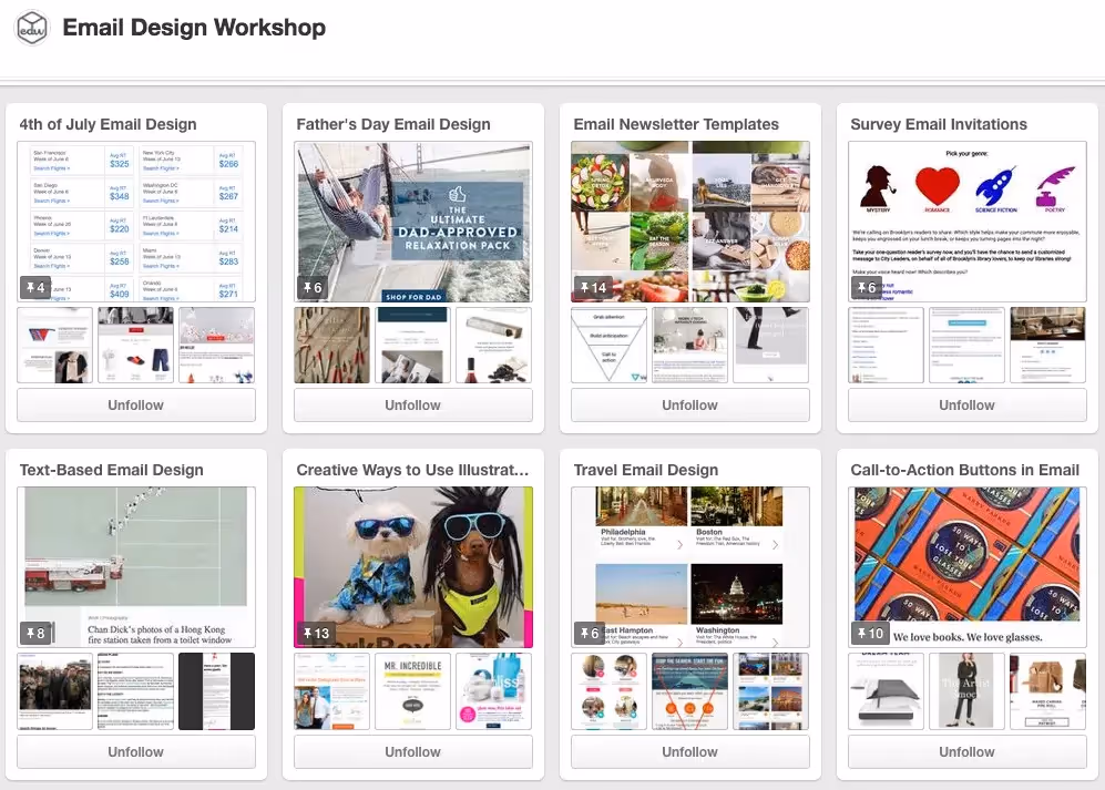 PInterest email design tools