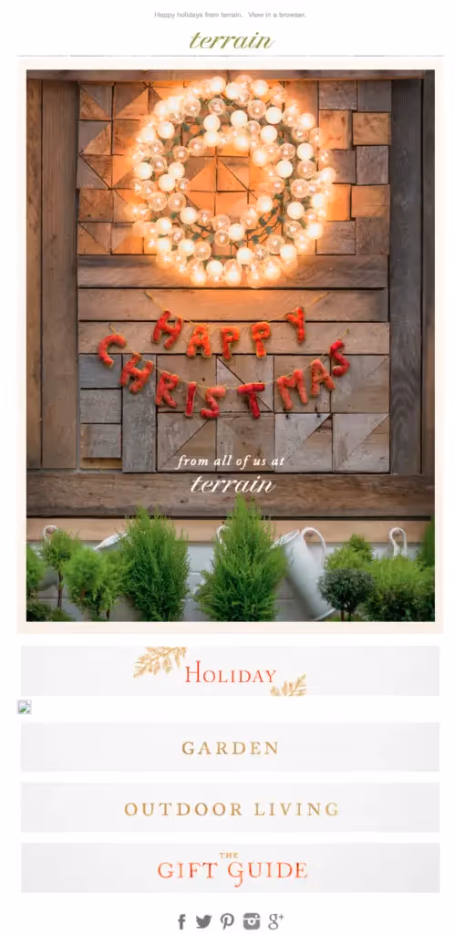 terrain holiday e-Card for customers