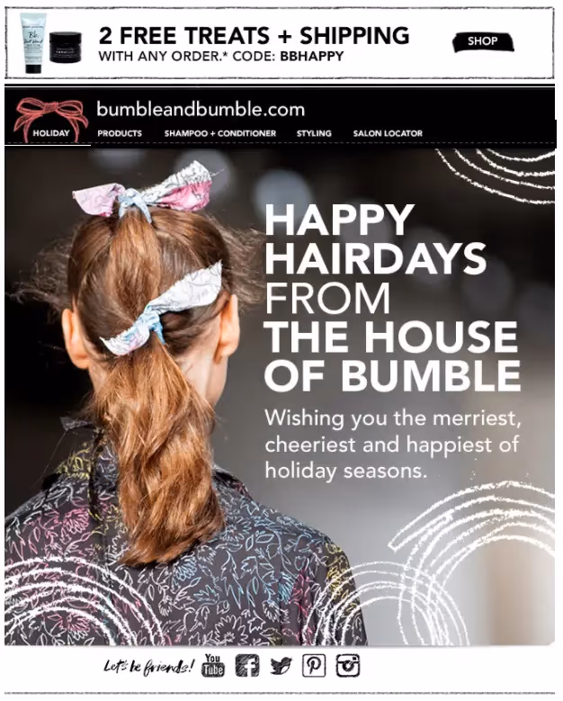 Bumble and bumble holiday e-Card for clients