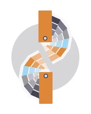 Flat-style illustration of a color palette with HTML color swatches, symbolizing a quick video guide on using HTML colors with images in email.