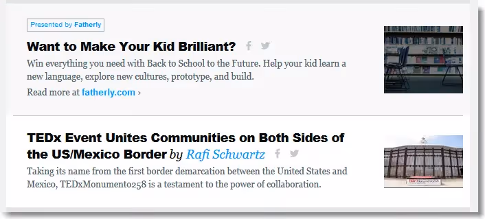 Visually separate ads from content example