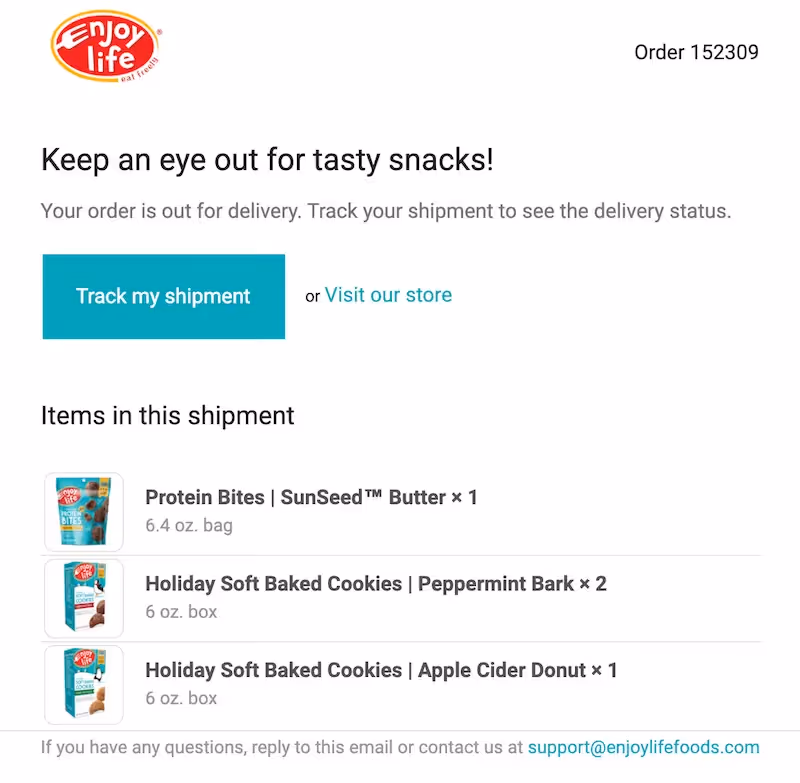shipping confirmation email