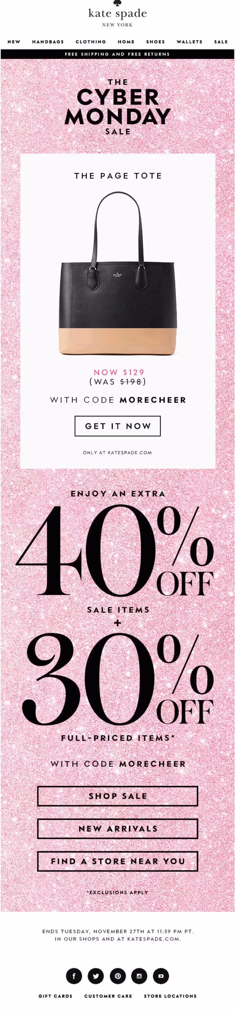 Cyber Monday 2021: Save 40% on sale & 30% on full-price with code MORECHEER. Perfect for stylish email campaigns!