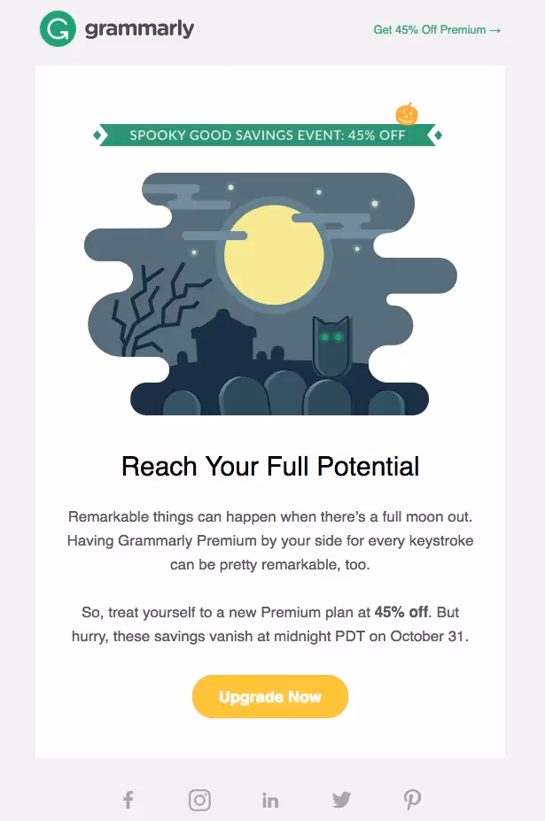 Grammarly halloween email campaigns