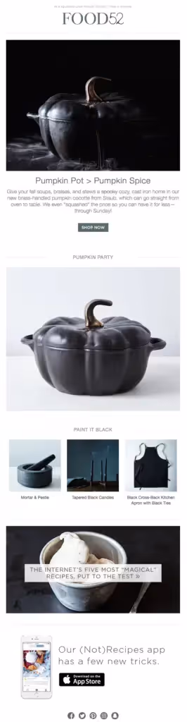 food52 halloween email campaigns