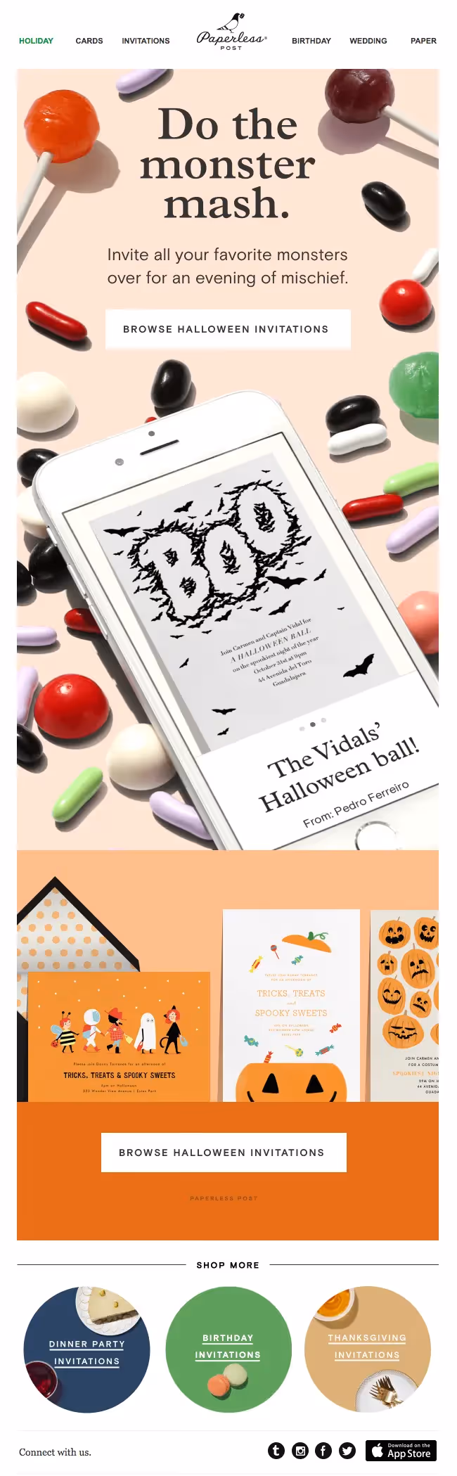 paperless post halloween email campaigns