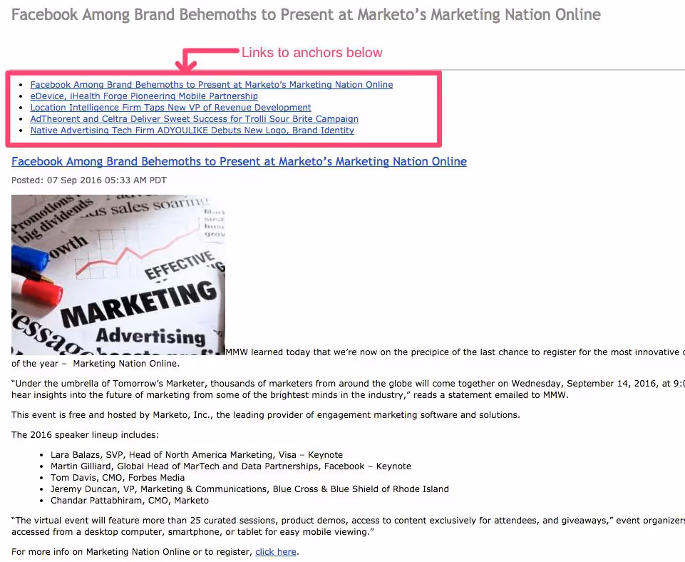 mobile marketing watch anchor links in email