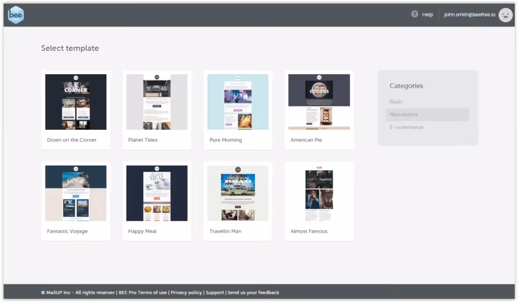 BEE Pro templates email layout