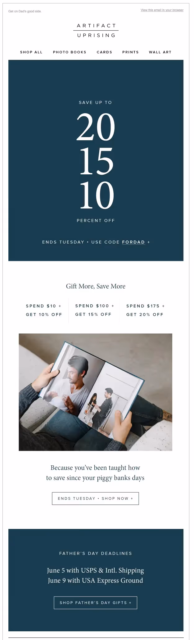 artifact uprising father's day emails