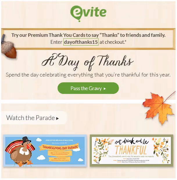 Say "thanks" example email