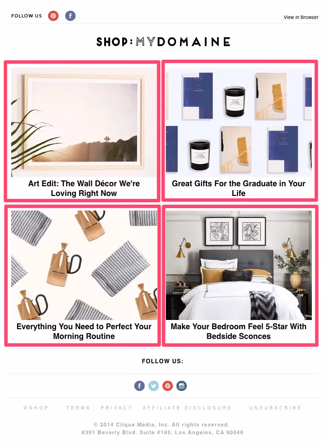 shop mydomaine email layout