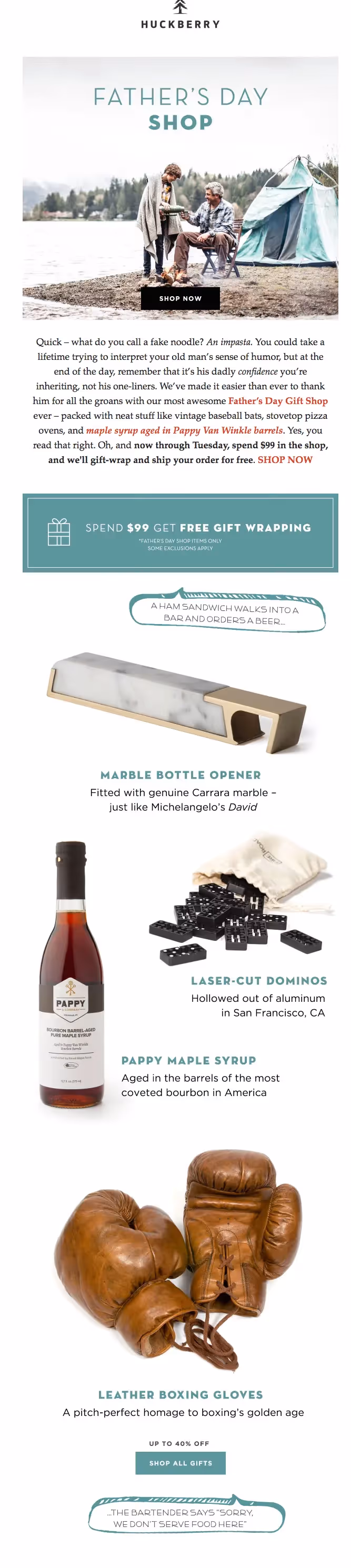 huckleberry father's day emails