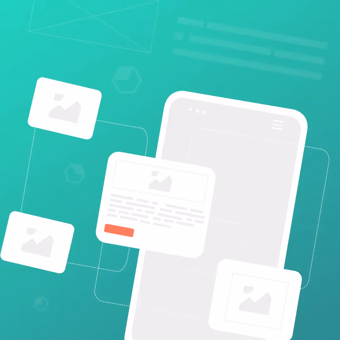 Abstract email layout on green background showing mobile-friendly design for text-heavy email best practices.
