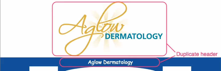 Aglow Dermatology duplicate header in email