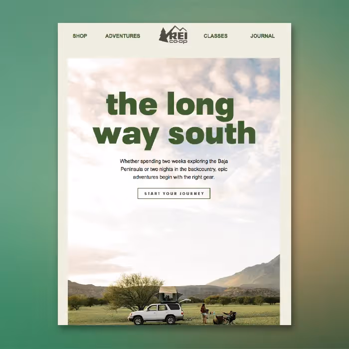 Email template with bold text on scenic background and CTA button, showing how to build bulletproof CTA buttons.