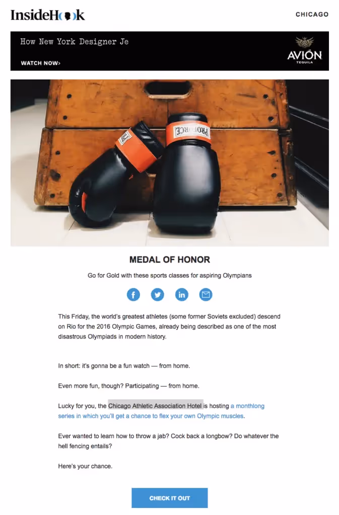 insidehook chicago olympic email design