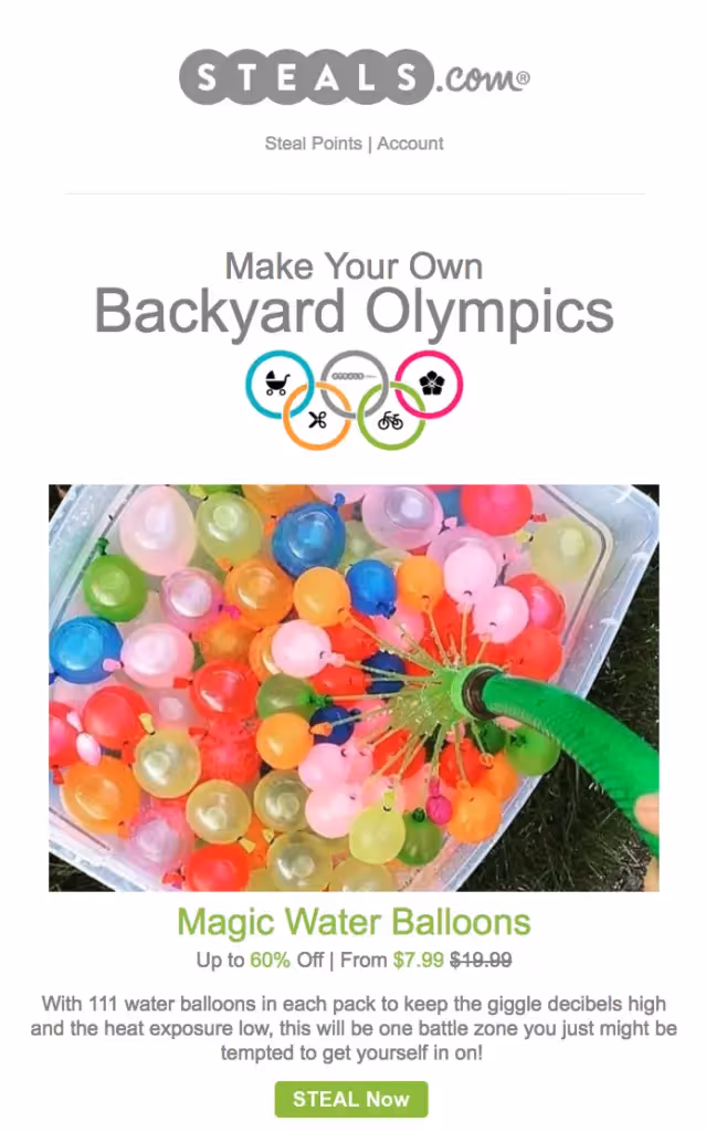 steals.com olympic email design