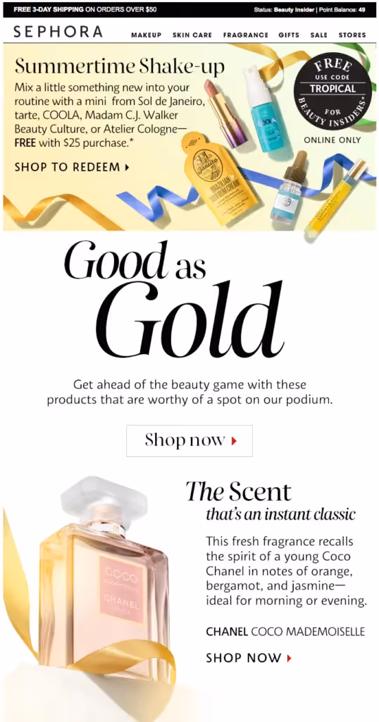 sephora olympic email design