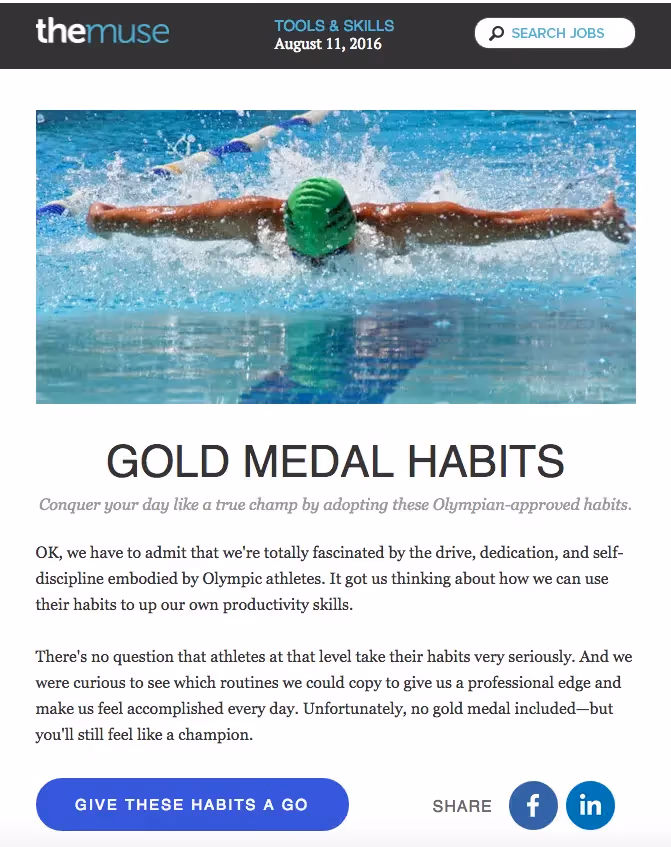 the muse olympic email design