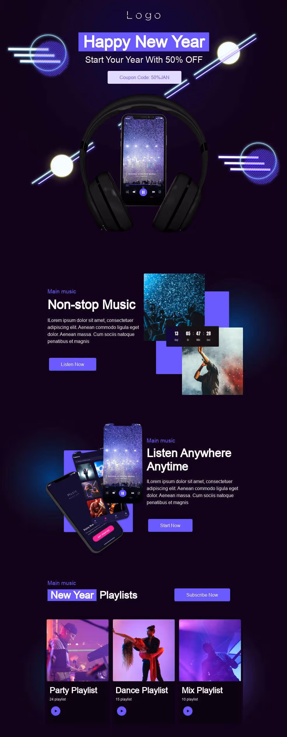 free email template with playlist