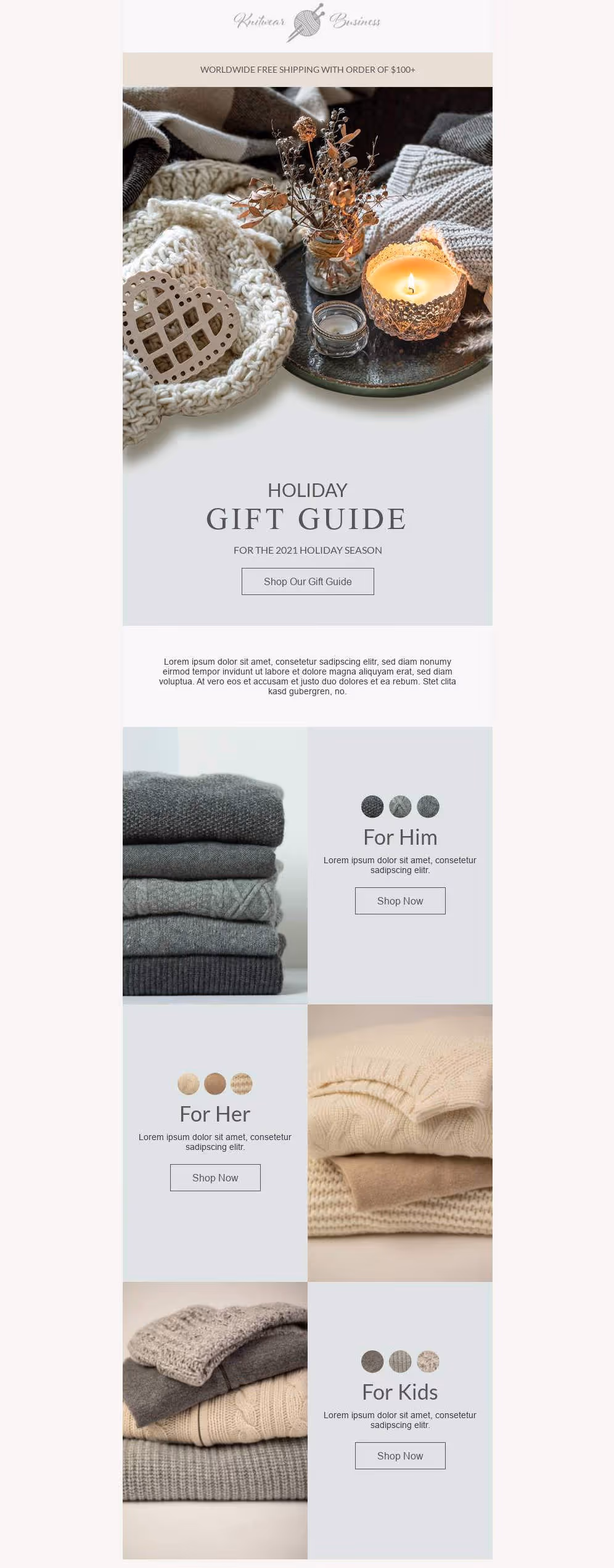 free email template for seasonal gift guide