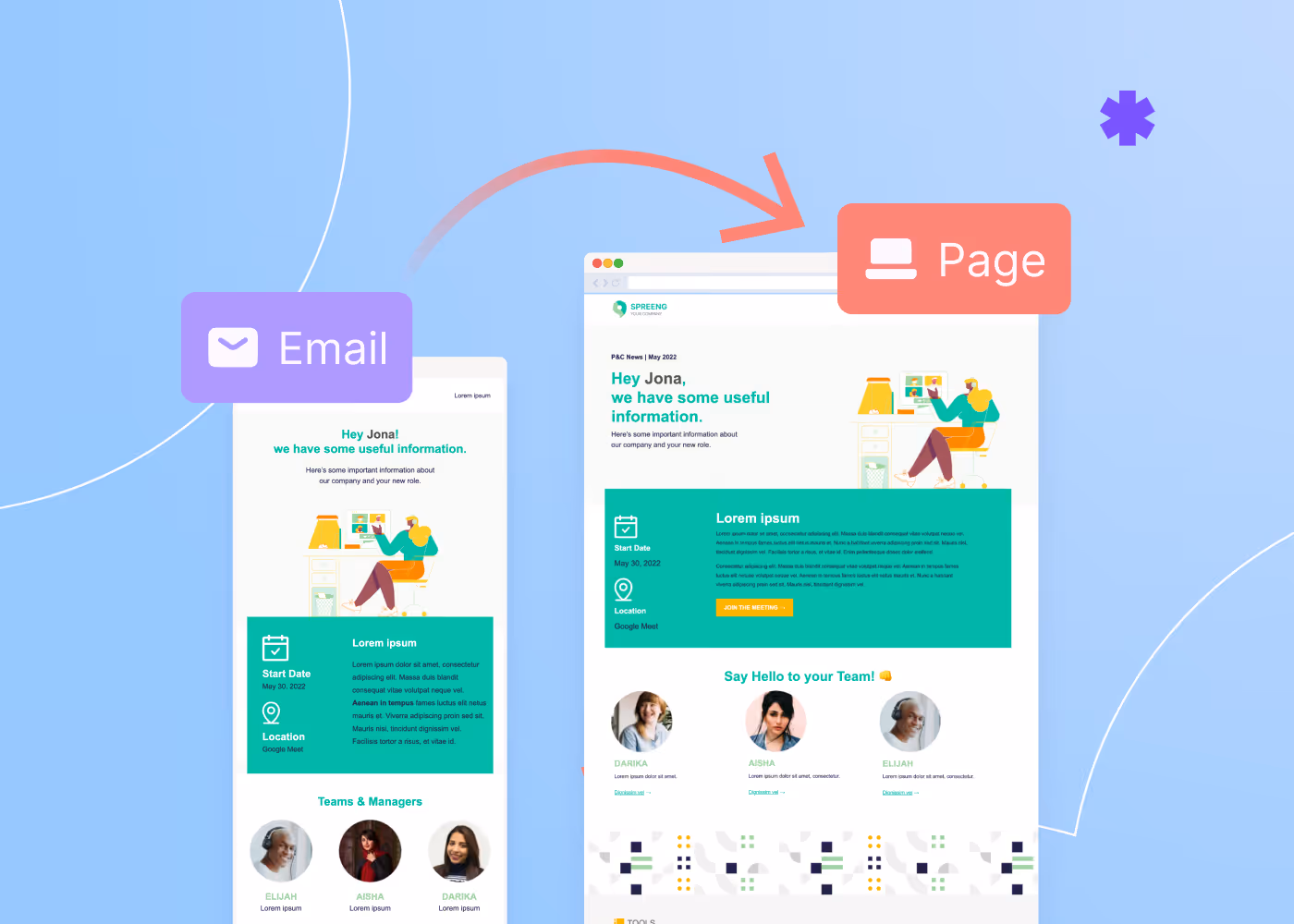 How to create a landing page from an email