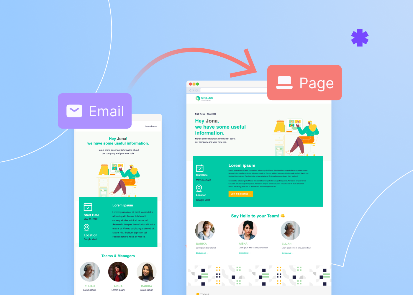 How to create a landing page from an email