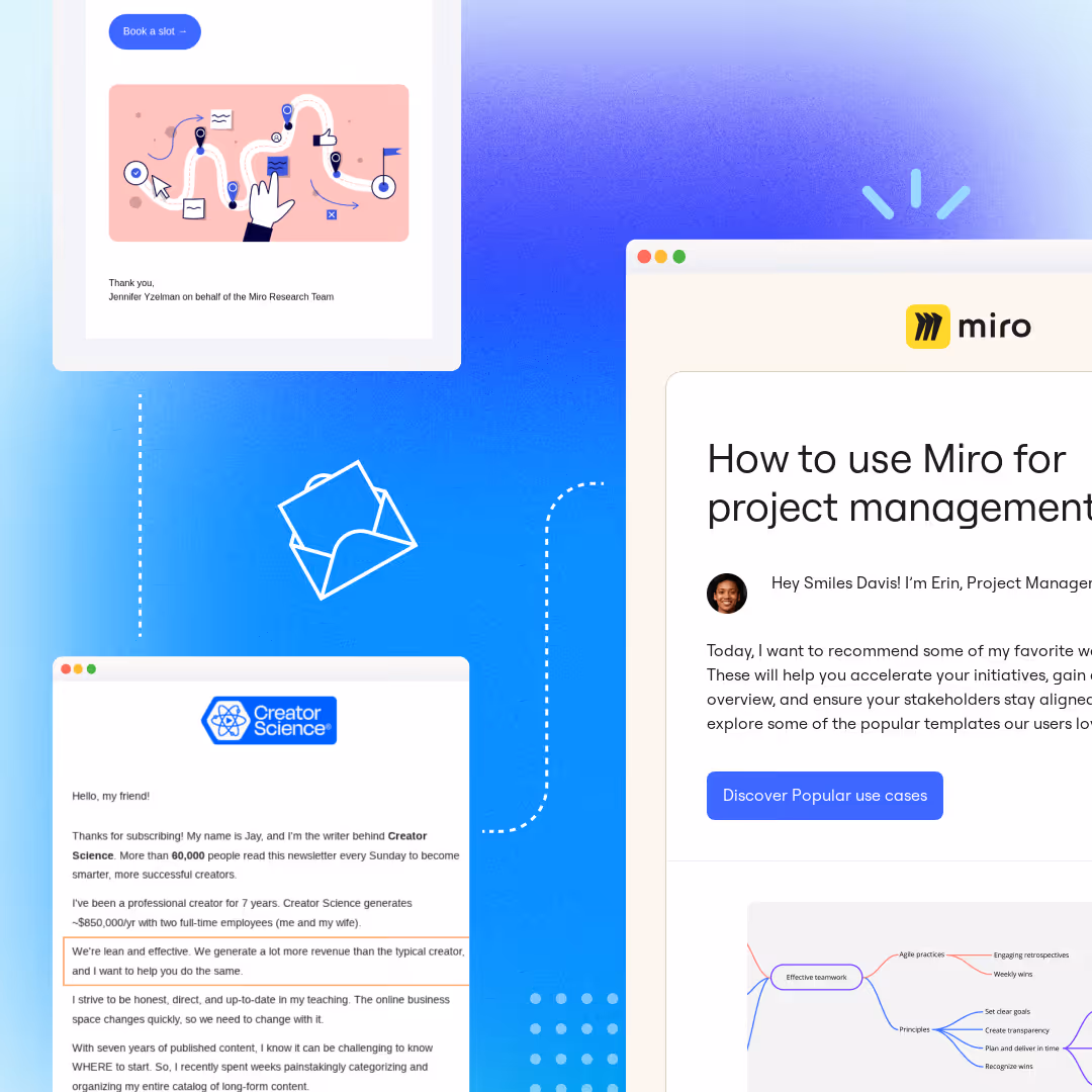 What B2B Marketers Can Learn from Creator‑Led Email Marketing cover image featuring Miro's B2B emails