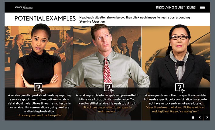 Screen from Lexus training module