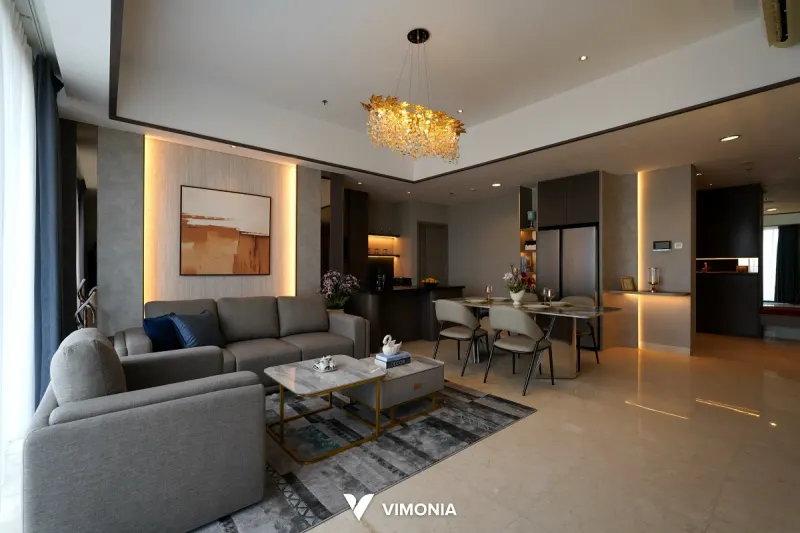 Interior apartemen Modern Southgate Prime Amber Noir, Tanjung Barat – proyek Vimonia