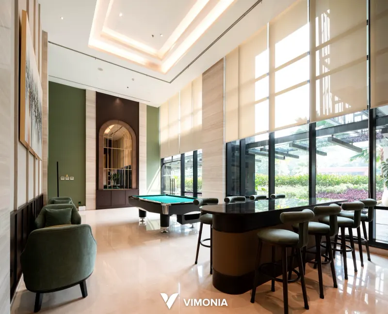 Interior lobi apartemen Lobby Oak Aerium, Kembangan – proyek Vimonia