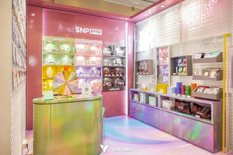 Interior booth retail SNP Beauty, Senayan – proyek Vimonia