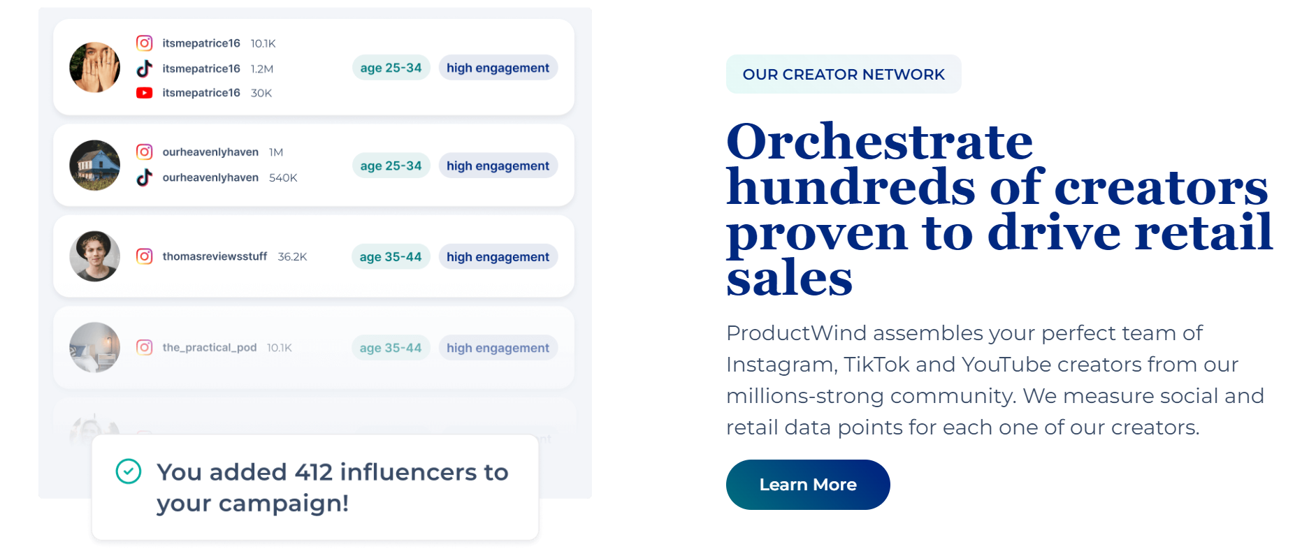 Página de inicio de software ProductWind
