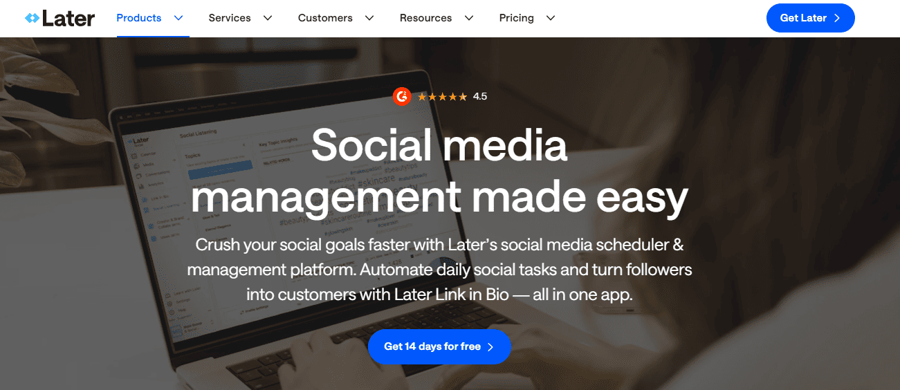 Al text: img src="later-overview-socialmedia-scheduling-tools-alternatives" alt="Later Overview Social Media Scheduling Tools Alternatives