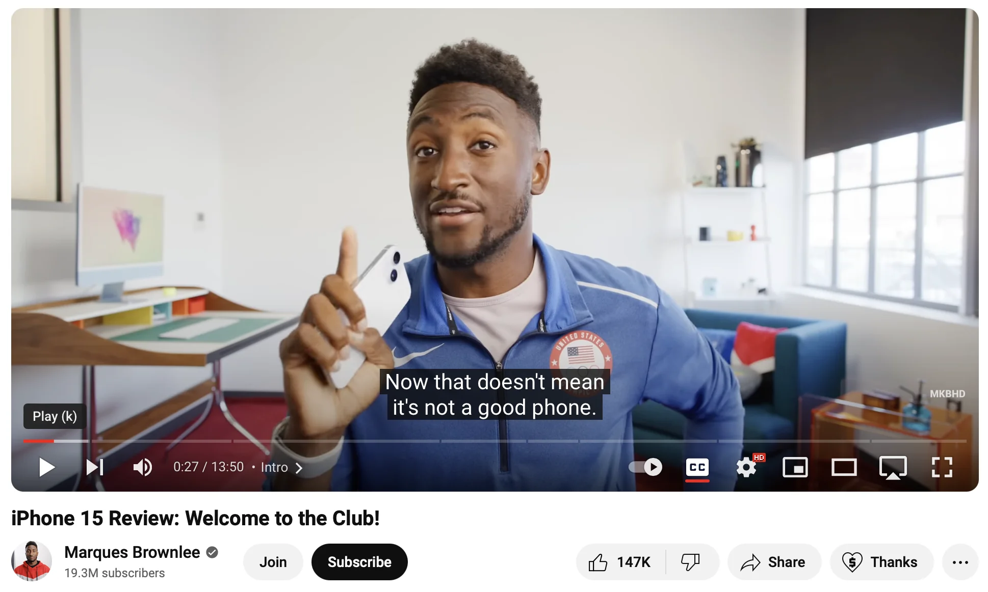 Marques Brownlee YouTube channel