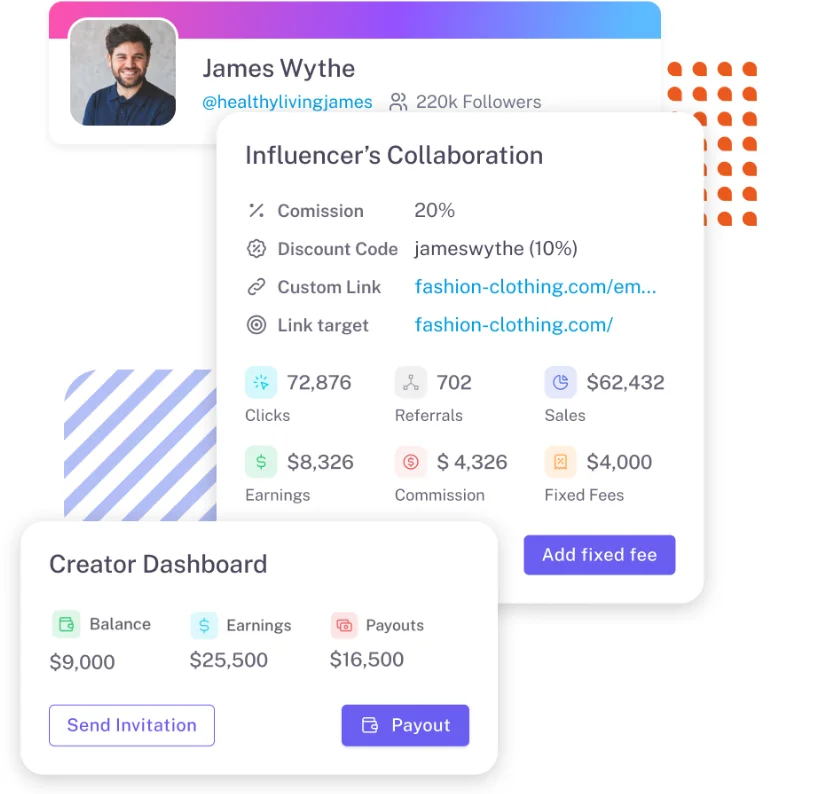 لوحة تحكم منشئ Influencer Hero منصة دفع المؤثرين