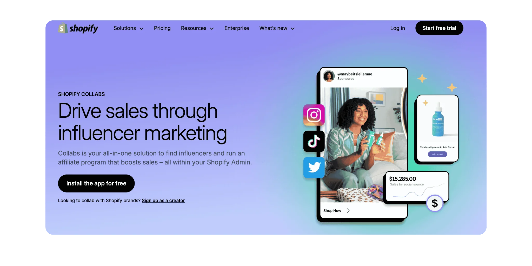 منصة دفع المؤثرين Shopify Collabs