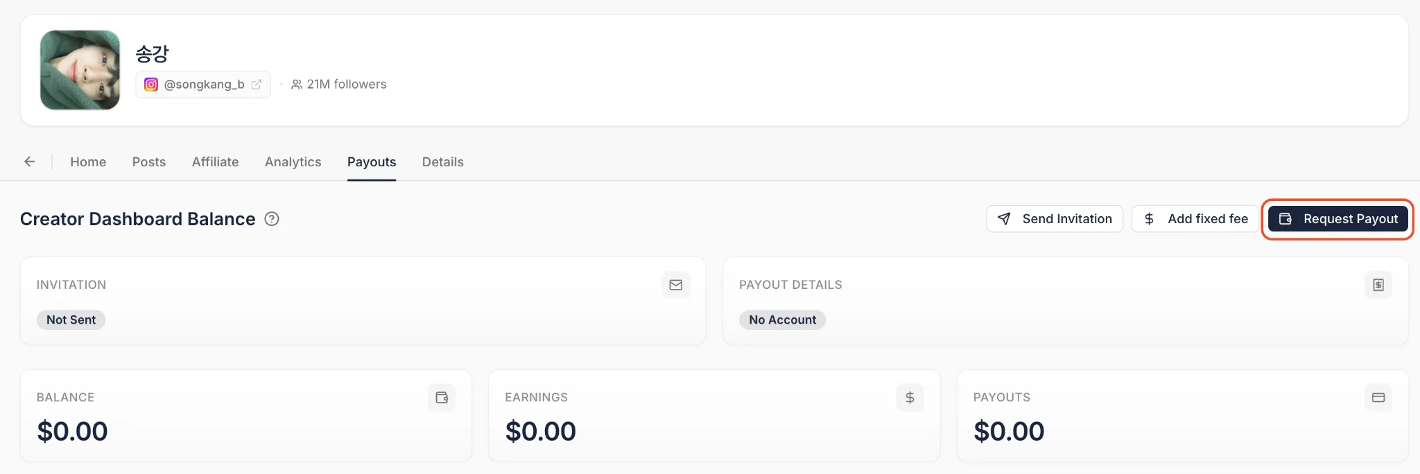 Influencer Hero Creator Dashboard Invitation
