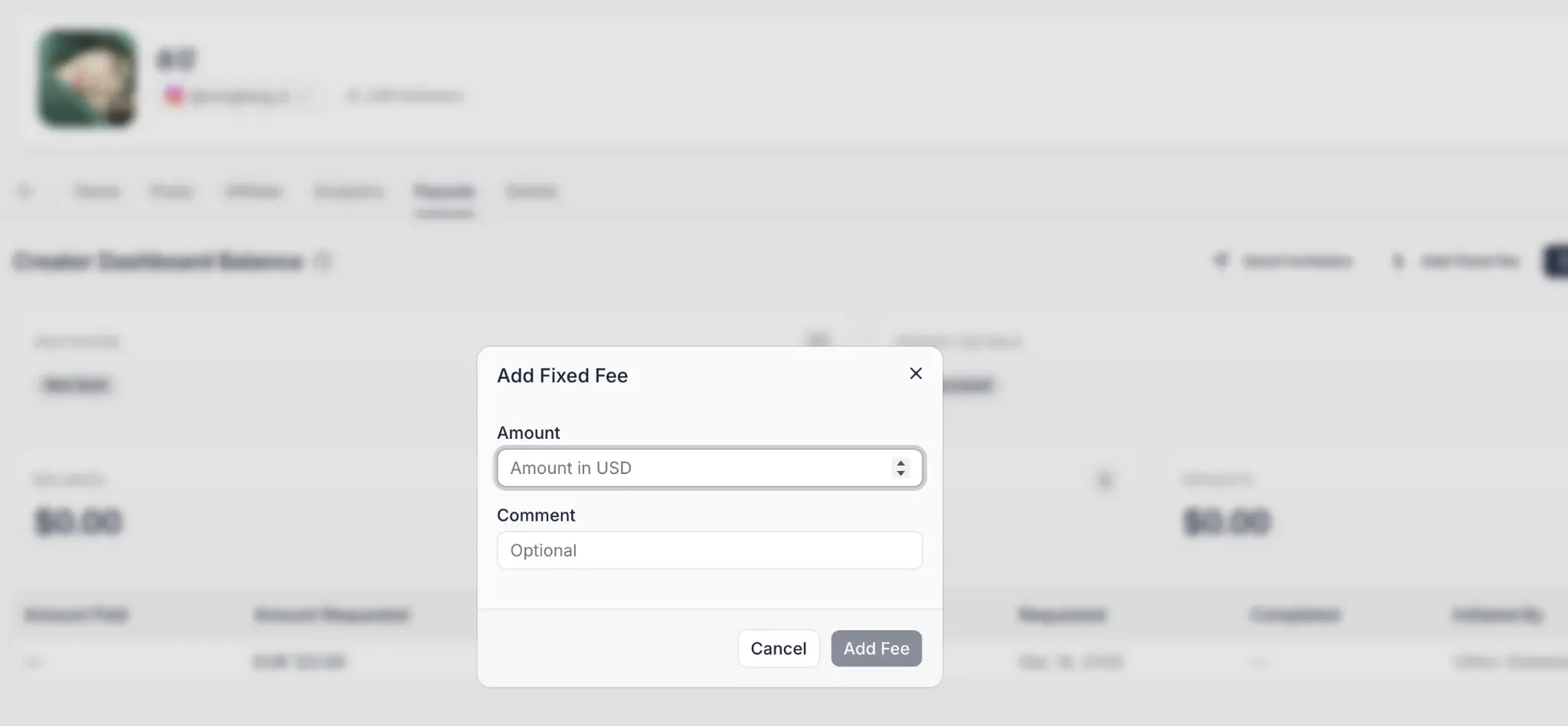 Influencer Hero Payouts Tab