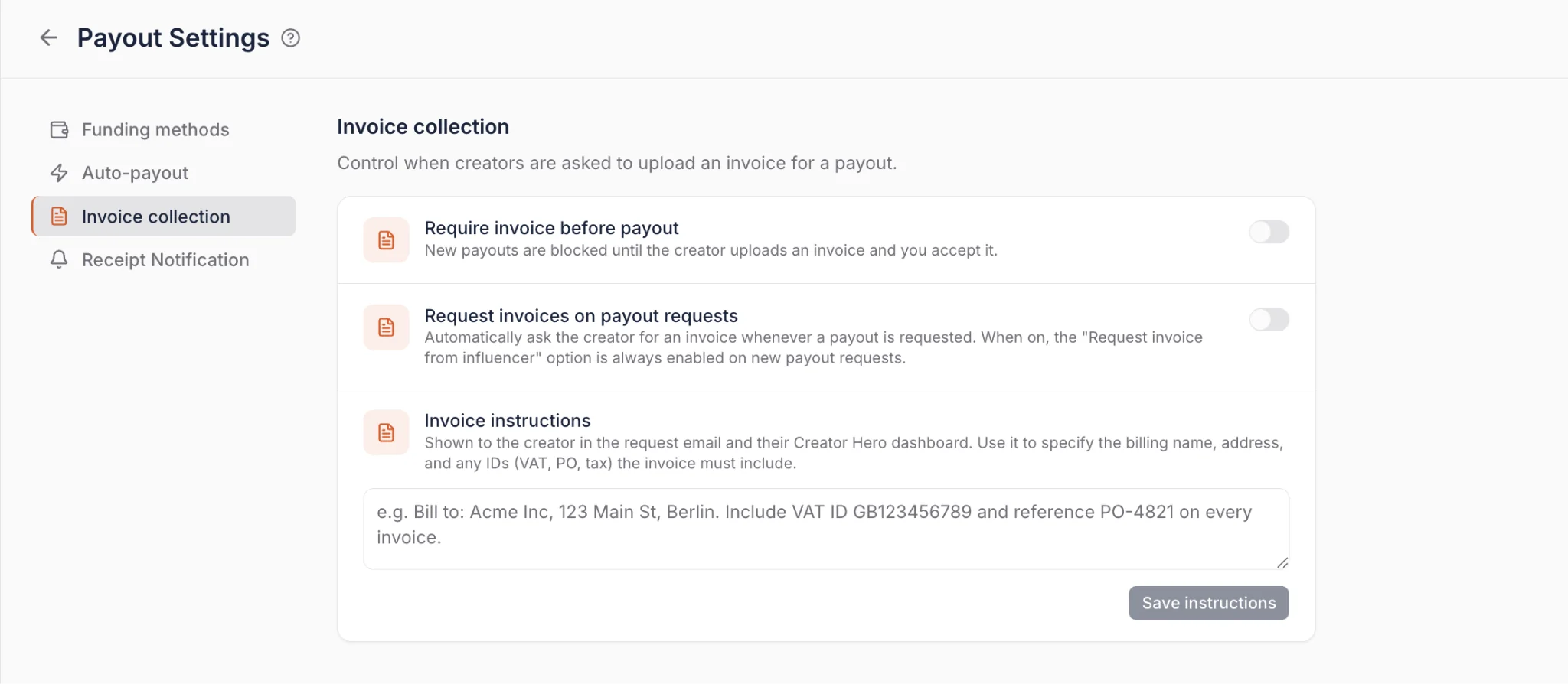 Influencer Hero Rechnungs-Workflows