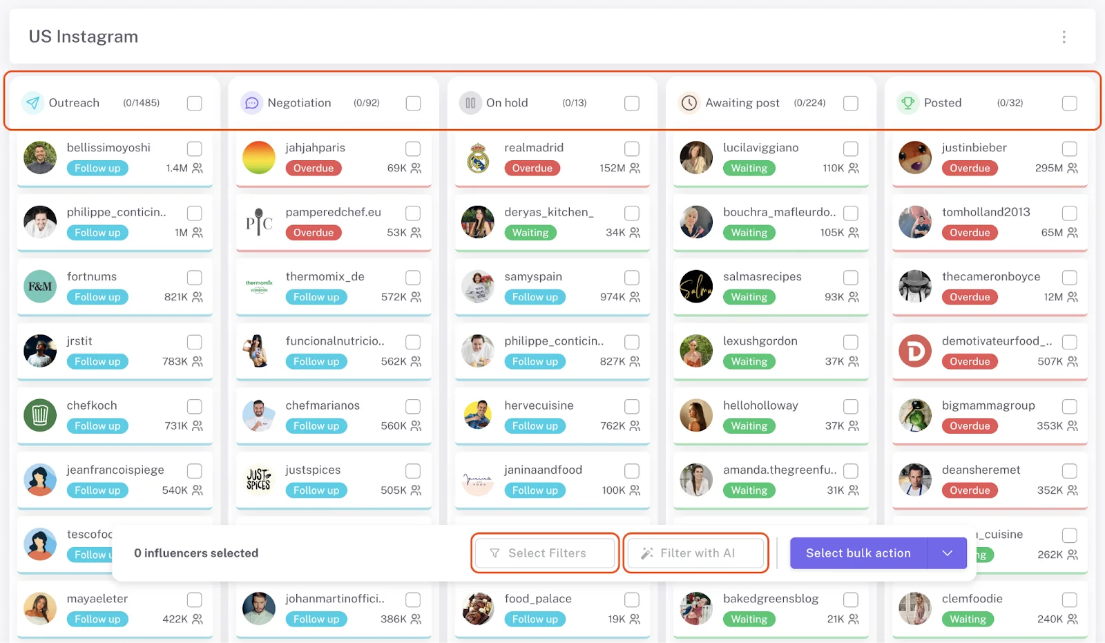Influencer Hero Affiliate Bulk Management