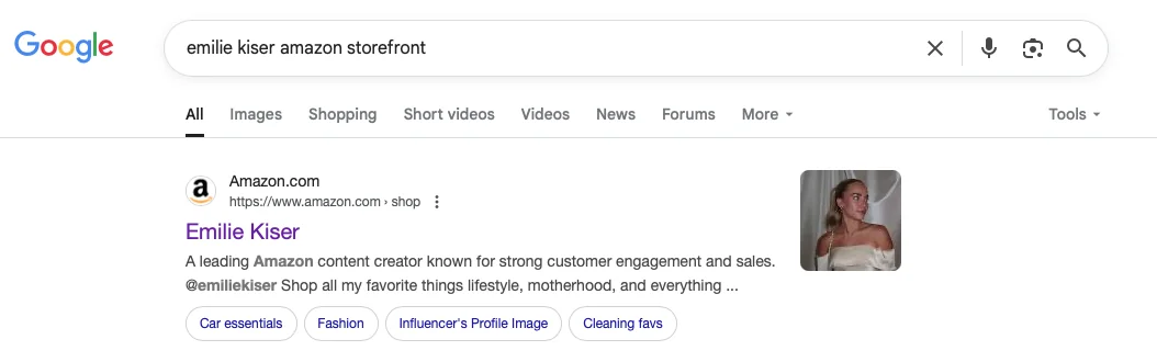Google Search Amazon Influencer
