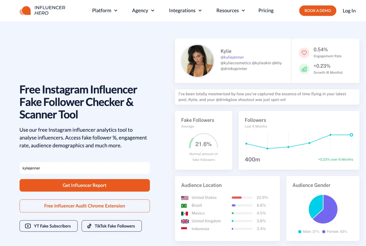 Influencer Hero Fake Follower Check Tool