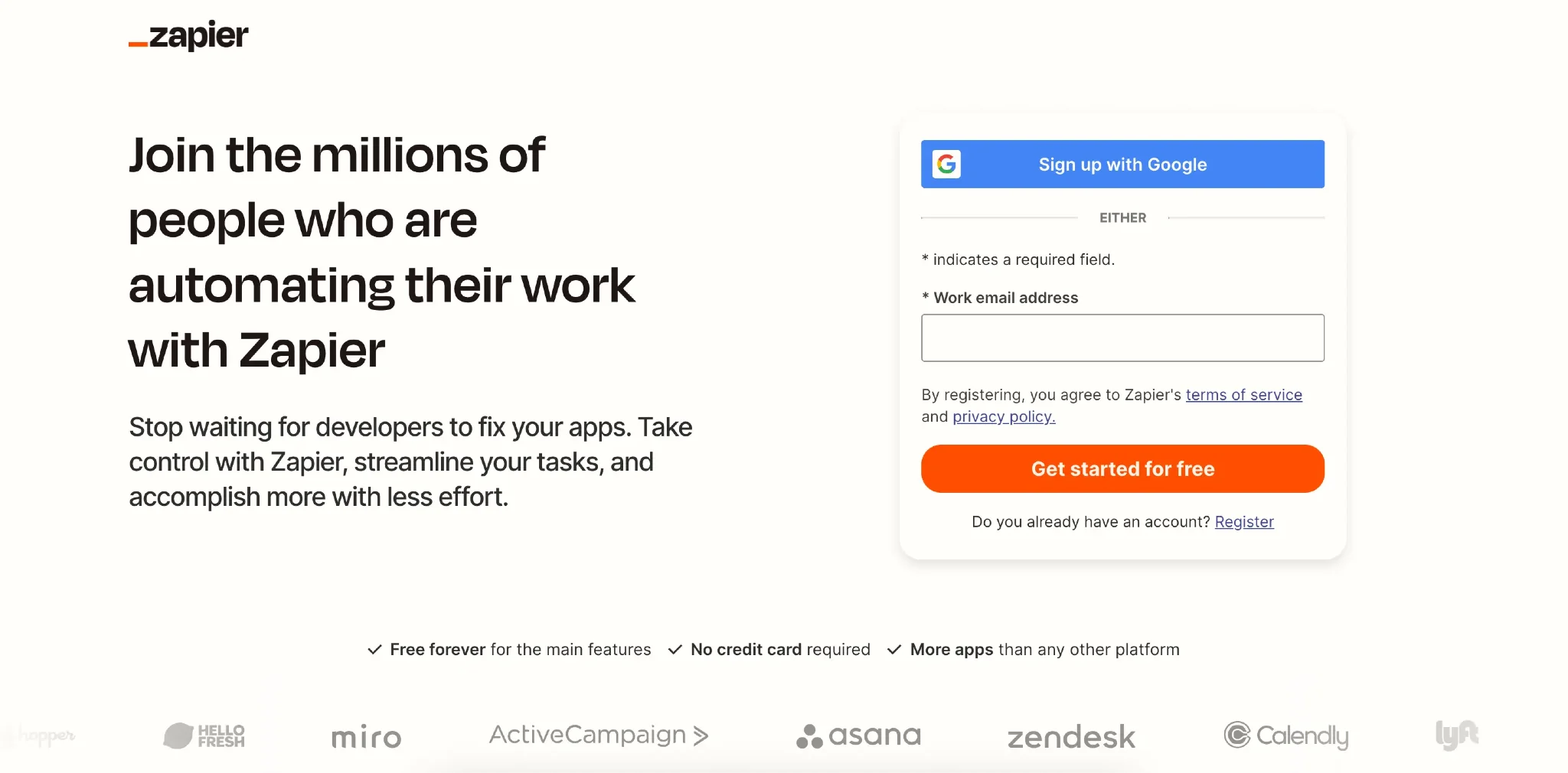 Plateforme alimentée par l'IA Zapier