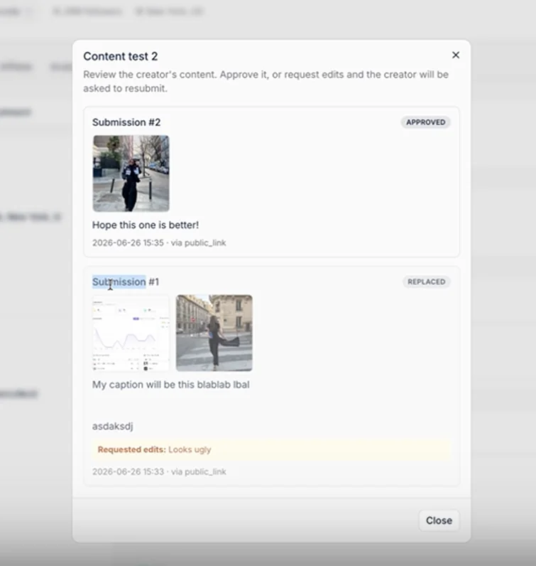 Aprobación de Revisión de Contenido de Influencer Hero