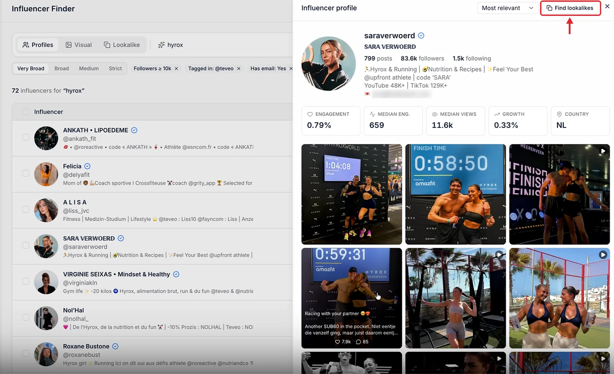 Influencer Hero Find Lookalikes From Creator Preview